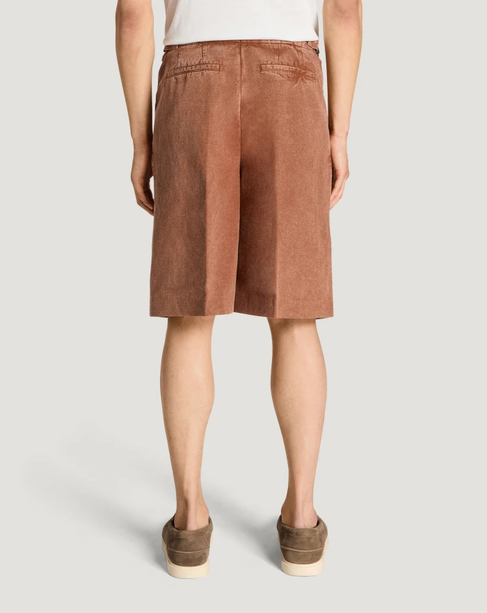 Pantaloni Torino Bermuda in twill di cotone e lino Vendite Flash