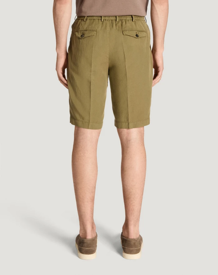 Pantaloni Torino Bermuda in cotone e lino batavia In Saldo