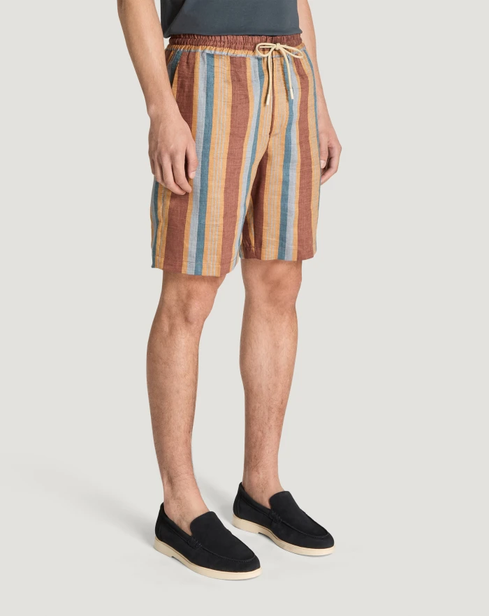 Pantaloni Torino Bermuda in lino fluido a righe 2025
