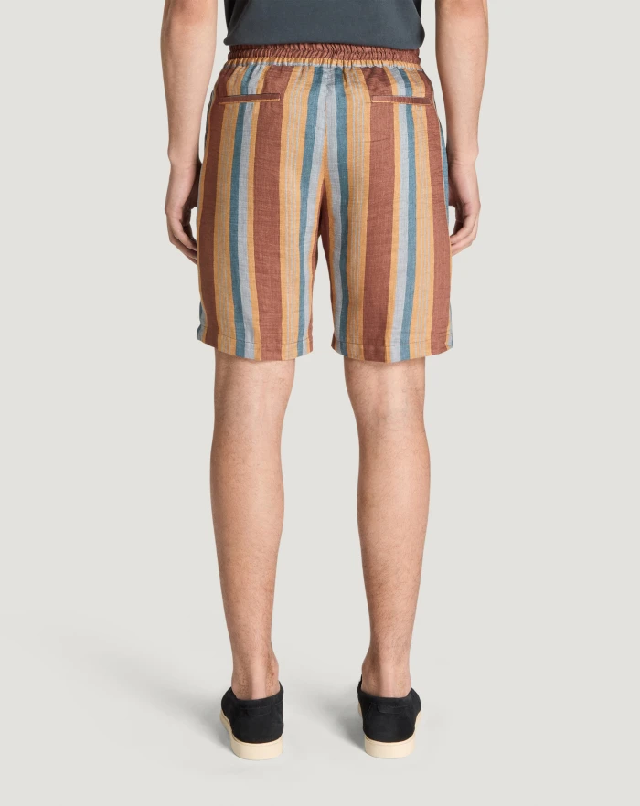Pantaloni Torino Bermuda in lino fluido a righe 2025