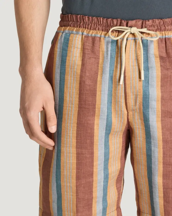 Pantaloni Torino Bermuda in lino fluido a righe 2025