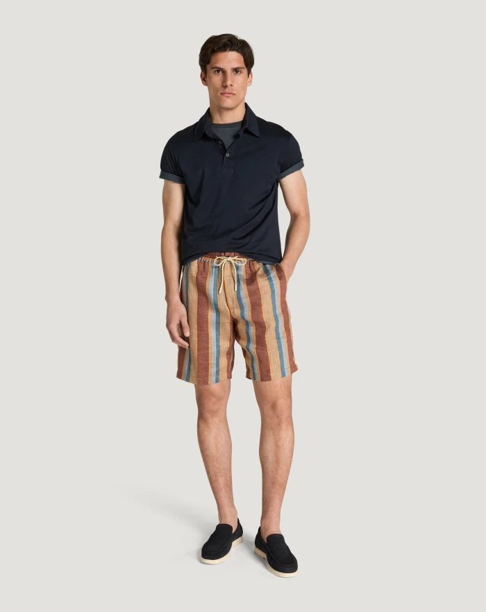 Pantaloni Torino Bermuda in lino fluido a righe 2025