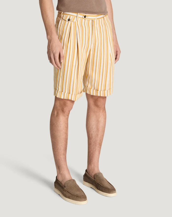 Pantaloni Torino Bermuda in viscosa fluida a righe In Linea