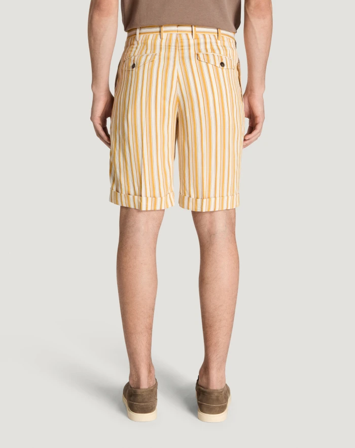 Pantaloni Torino Bermuda in viscosa fluida a righe In Linea