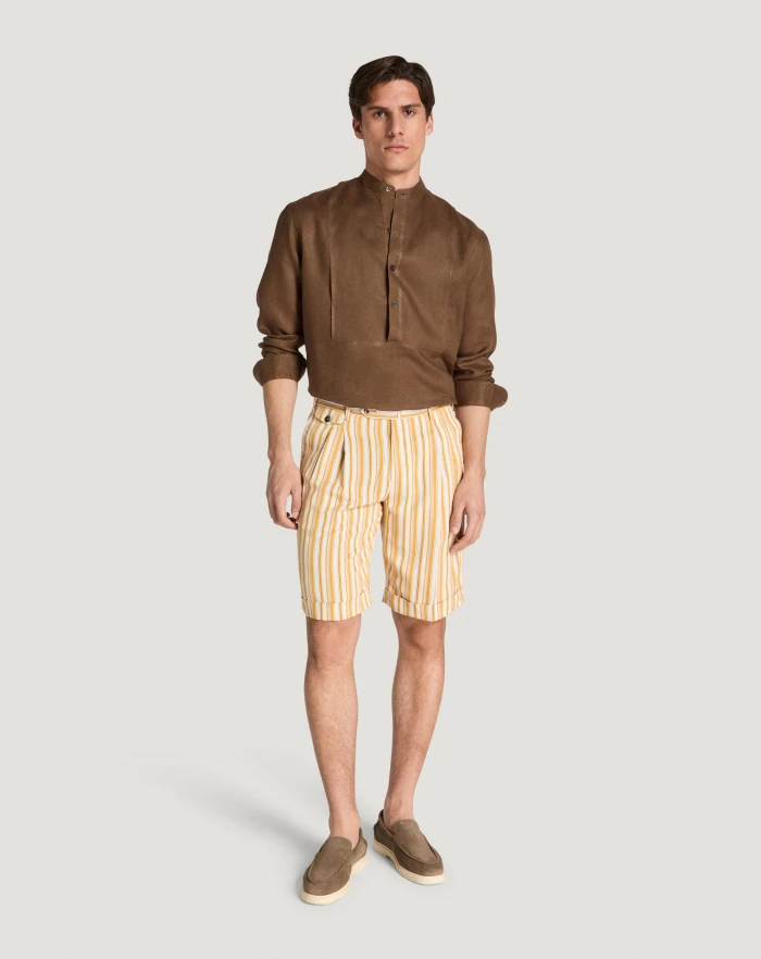 Pantaloni Torino Bermuda in viscosa fluida a righe In Linea