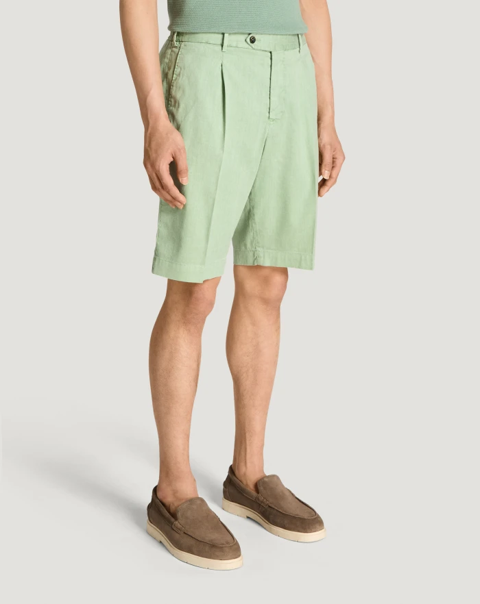 Pantaloni Torino Bermuda in lino stretch délavé Nuovo