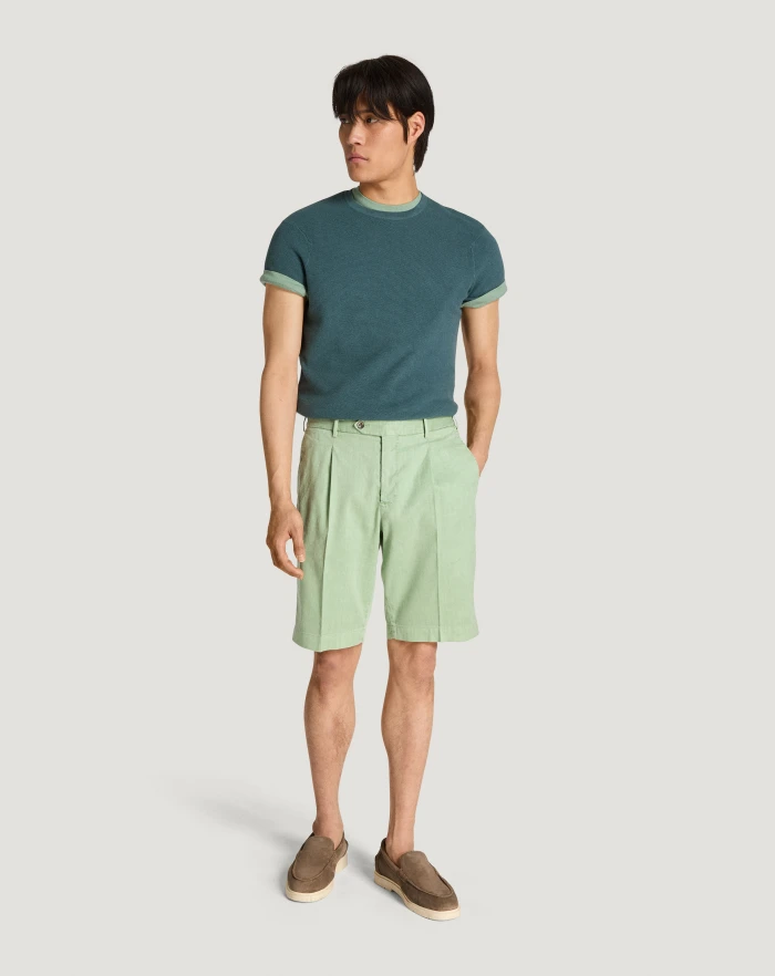 Pantaloni Torino Bermuda in lino stretch délavé Nuovo