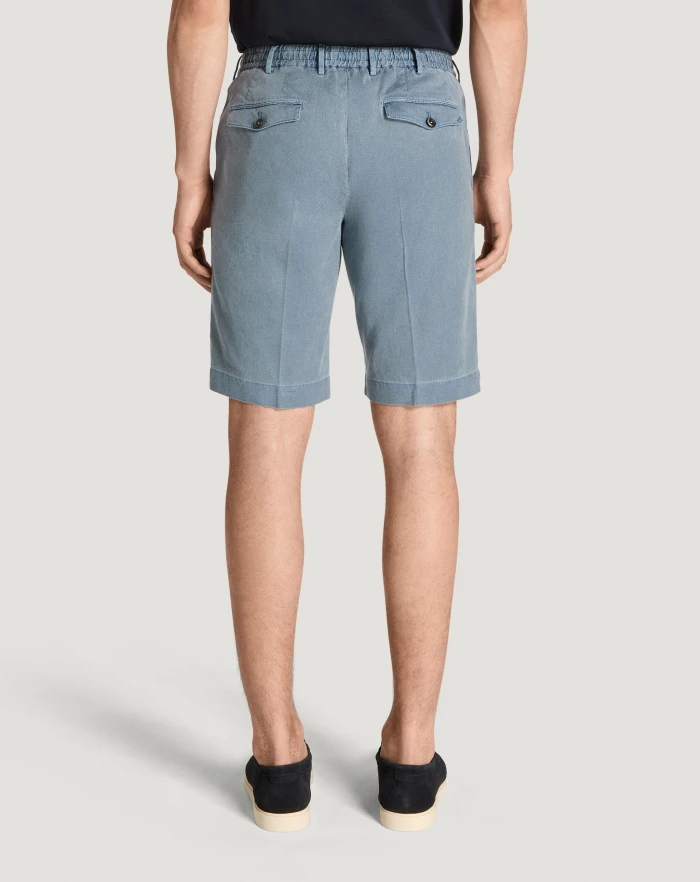Pantaloni Torino Bermuda in lino stretch délavé Promozione