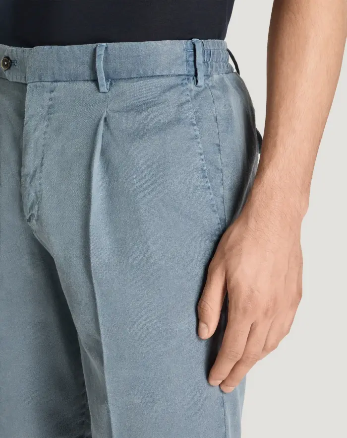 Pantaloni Torino Bermuda in lino stretch délavé Promozione