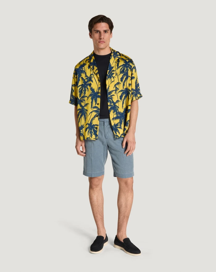 Pantaloni Torino Bermuda in lino stretch délavé Promozione