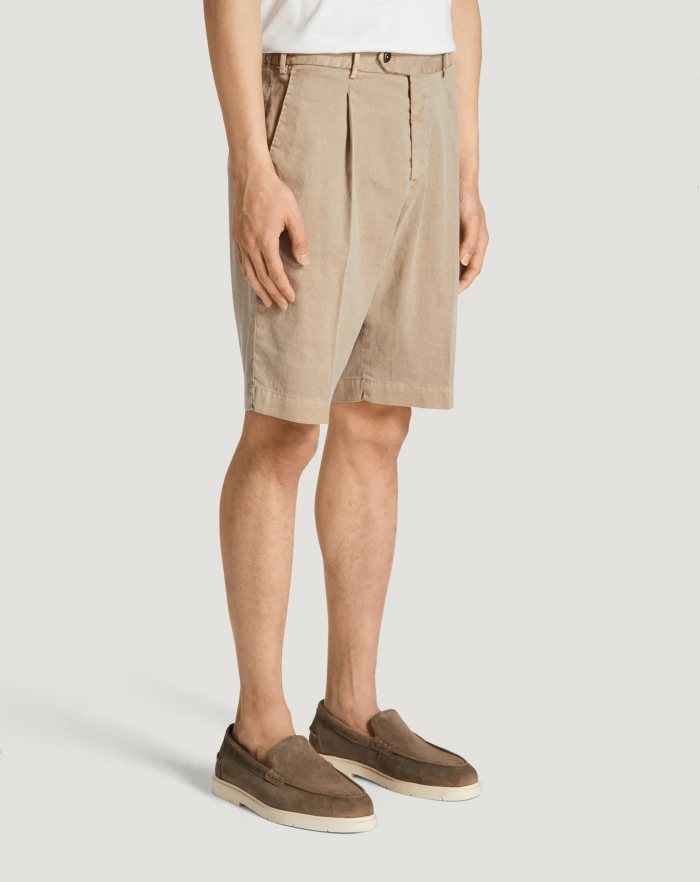 Pantaloni Torino Bermuda in lino stretch délavé Soddisfazione Garantita