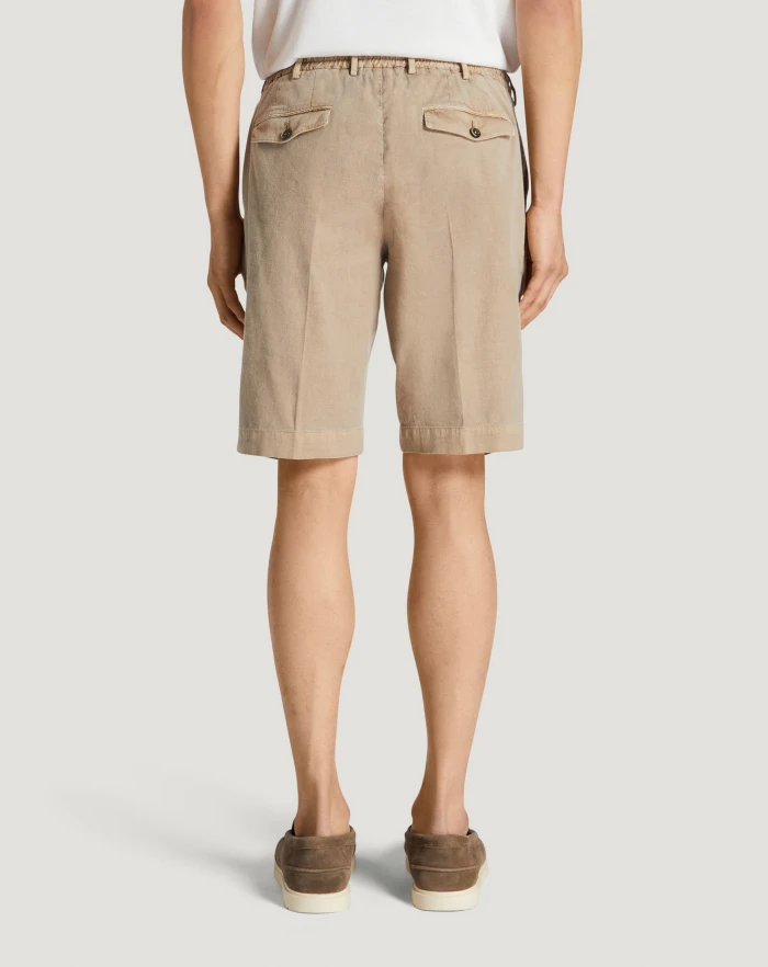 Pantaloni Torino Bermuda in lino stretch délavé Soddisfazione Garantita