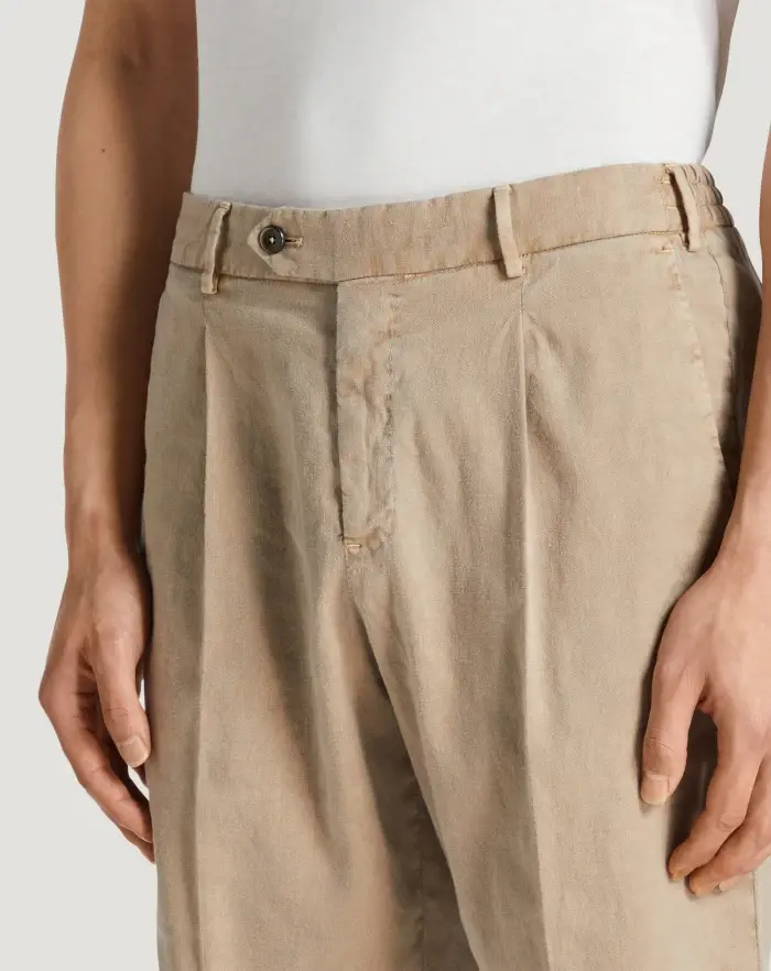 Pantaloni Torino Bermuda in lino stretch délavé Soddisfazione Garantita