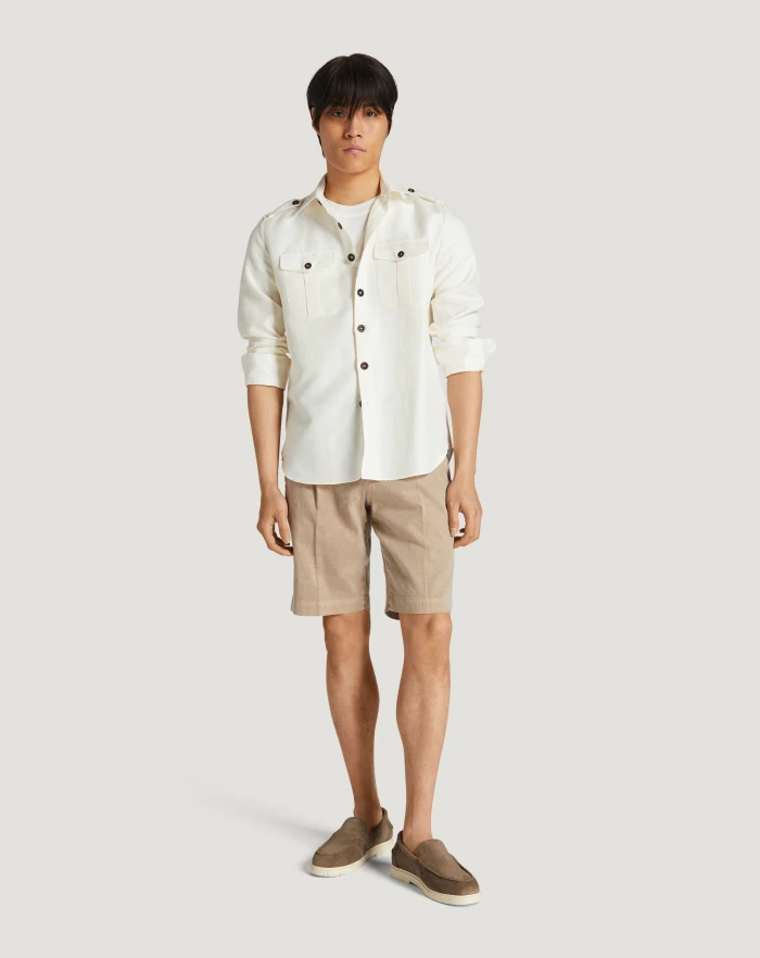 Pantaloni Torino Bermuda in lino stretch délavé Soddisfazione Garantita