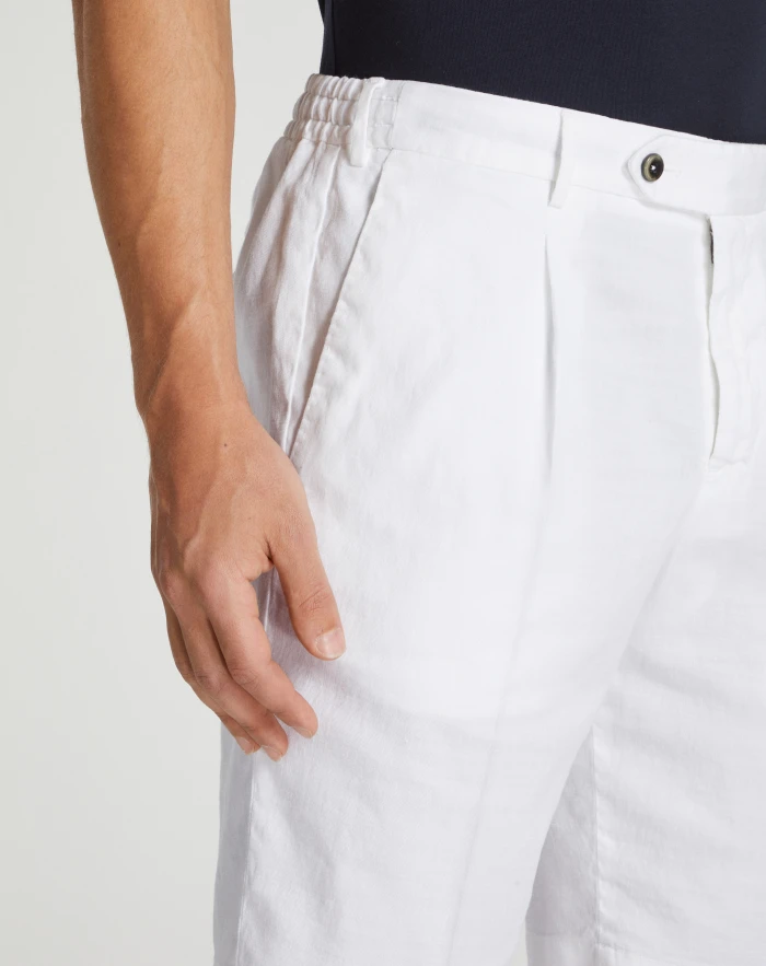 Pantaloni Torino Bermuda in lino stretch délavé Negozi Online
