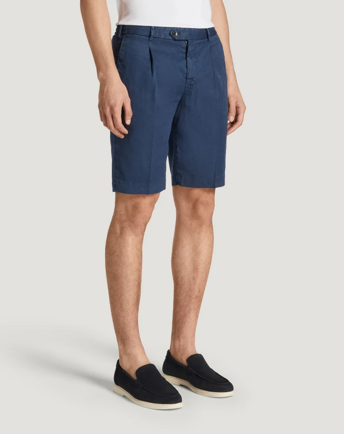 Pantaloni Torino Bermuda in lino stretch délavé Consegna Veloce