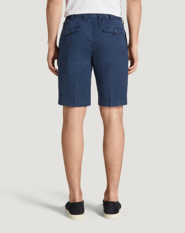Pantaloni Torino Bermuda in lino stretch délavé Consegna Veloce