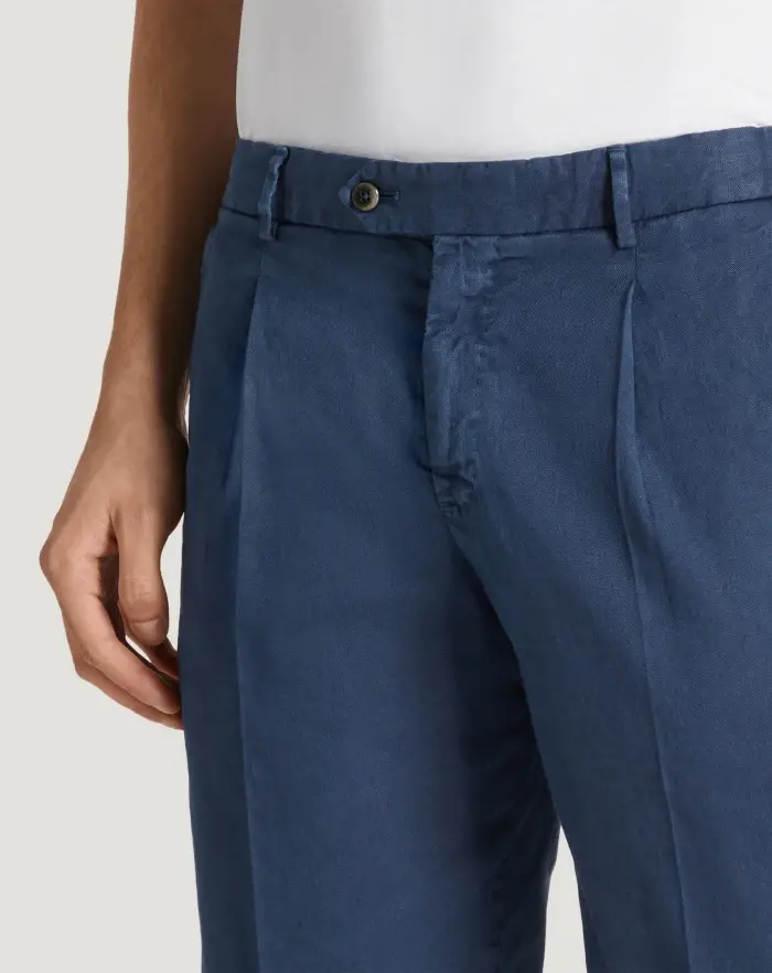 Pantaloni Torino Bermuda in lino stretch délavé Consegna Veloce