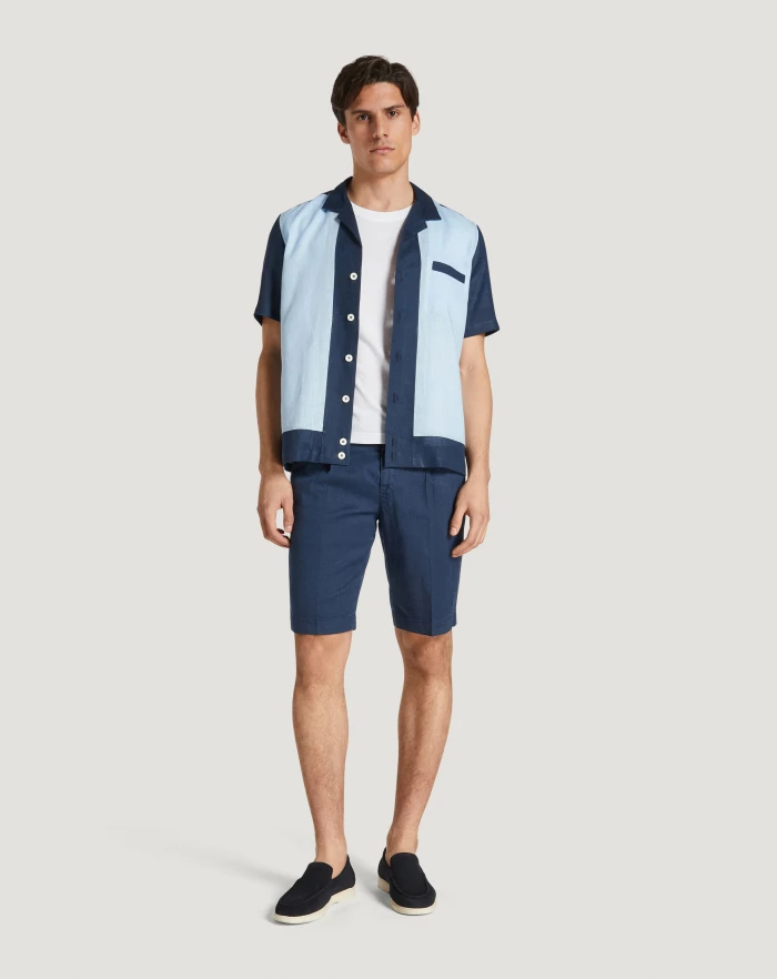 Pantaloni Torino Bermuda in lino stretch délavé Consegna Veloce