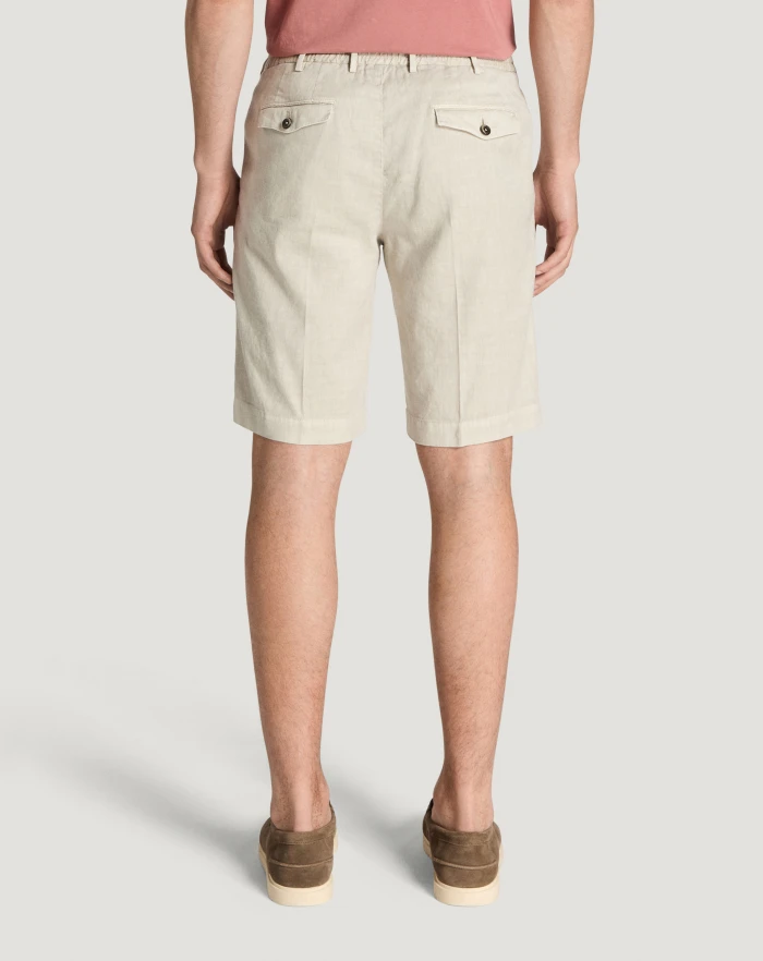 Pantaloni Torino Bermuda in lino stretch délavé Promozione Limitata