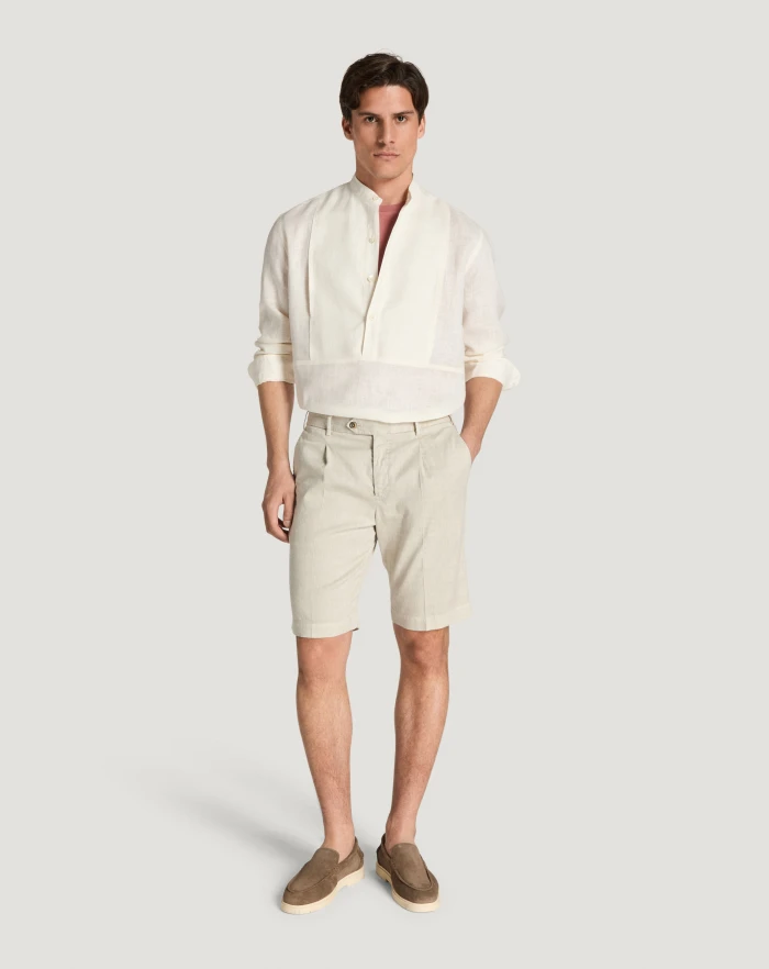 Pantaloni Torino Bermuda in lino stretch délavé Promozione Limitata