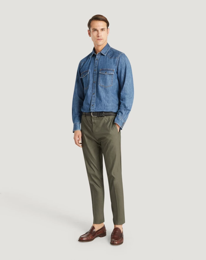 Pantaloni Torino Camicia in denim Economico