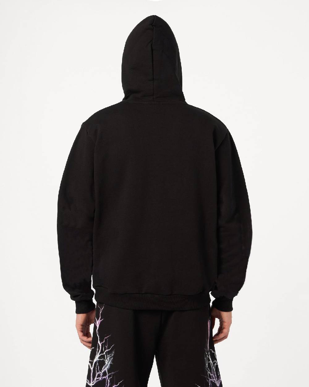 Phobia Archive FELPA CON CAPPUCCIO NERA CON FULMINI ROSSO GRIGIO ARANCIONI Offerta