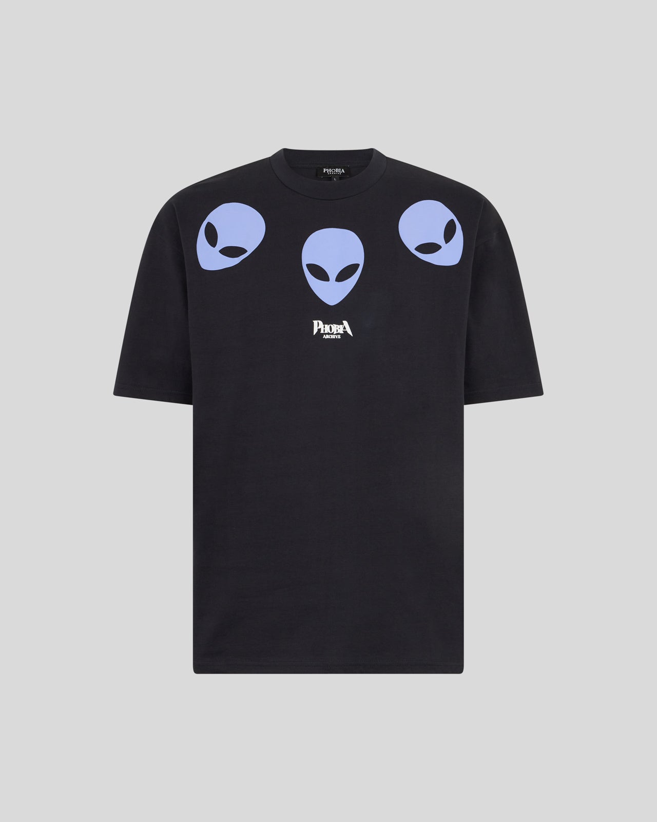 Phobia Archive T-SHIRT NERA CON GRAFICA TRIPLE ALIEN VIOLA
