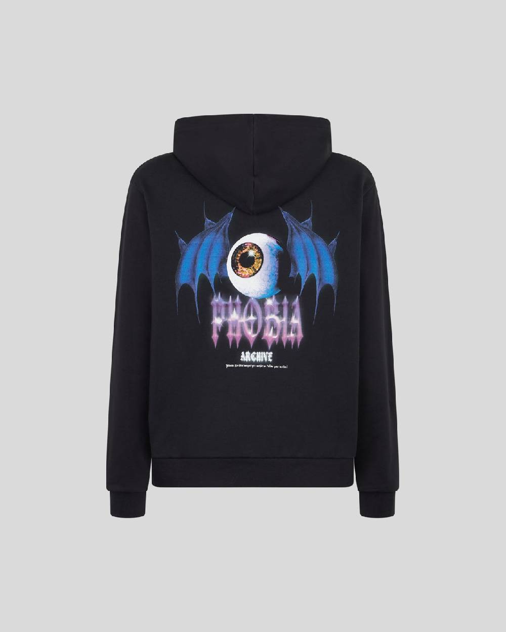 Phobia Archive FELPA NERA CON GRAFICA BAT EYE VIOLA Negozi Online