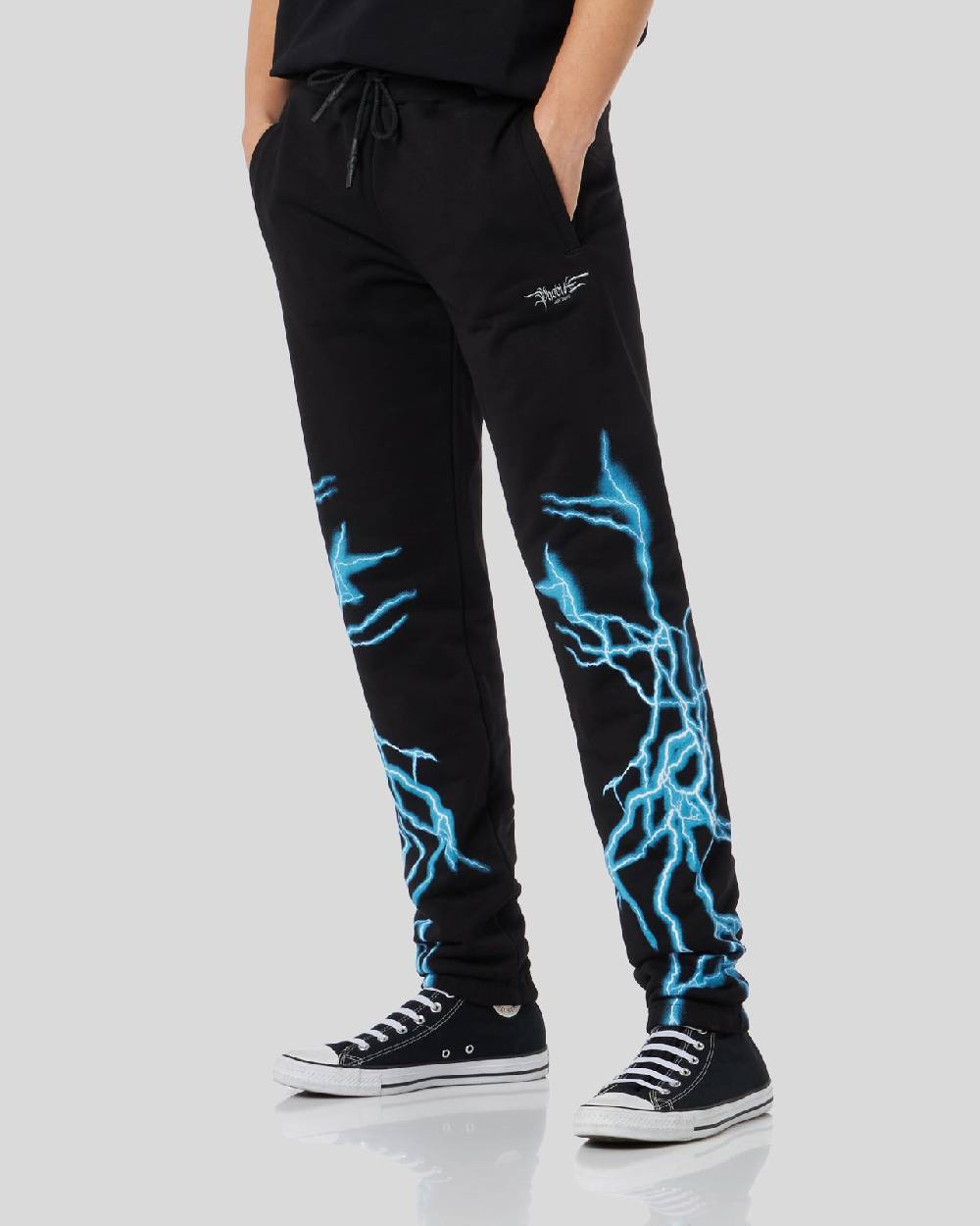 Phobia Archive PANTALONE NERO CON FULMINE LATERALE BLU Online