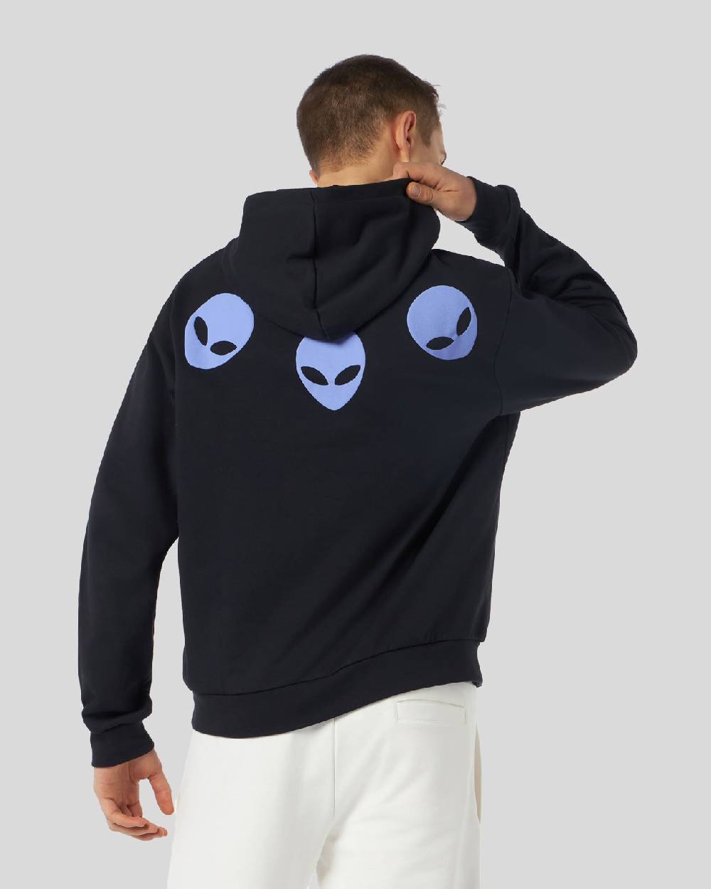 Phobia Archive FELPA CON CAPPUCCIO NERA CON STAMPA TRIPLE ALIEN VIOLA Black Friday Prezzi