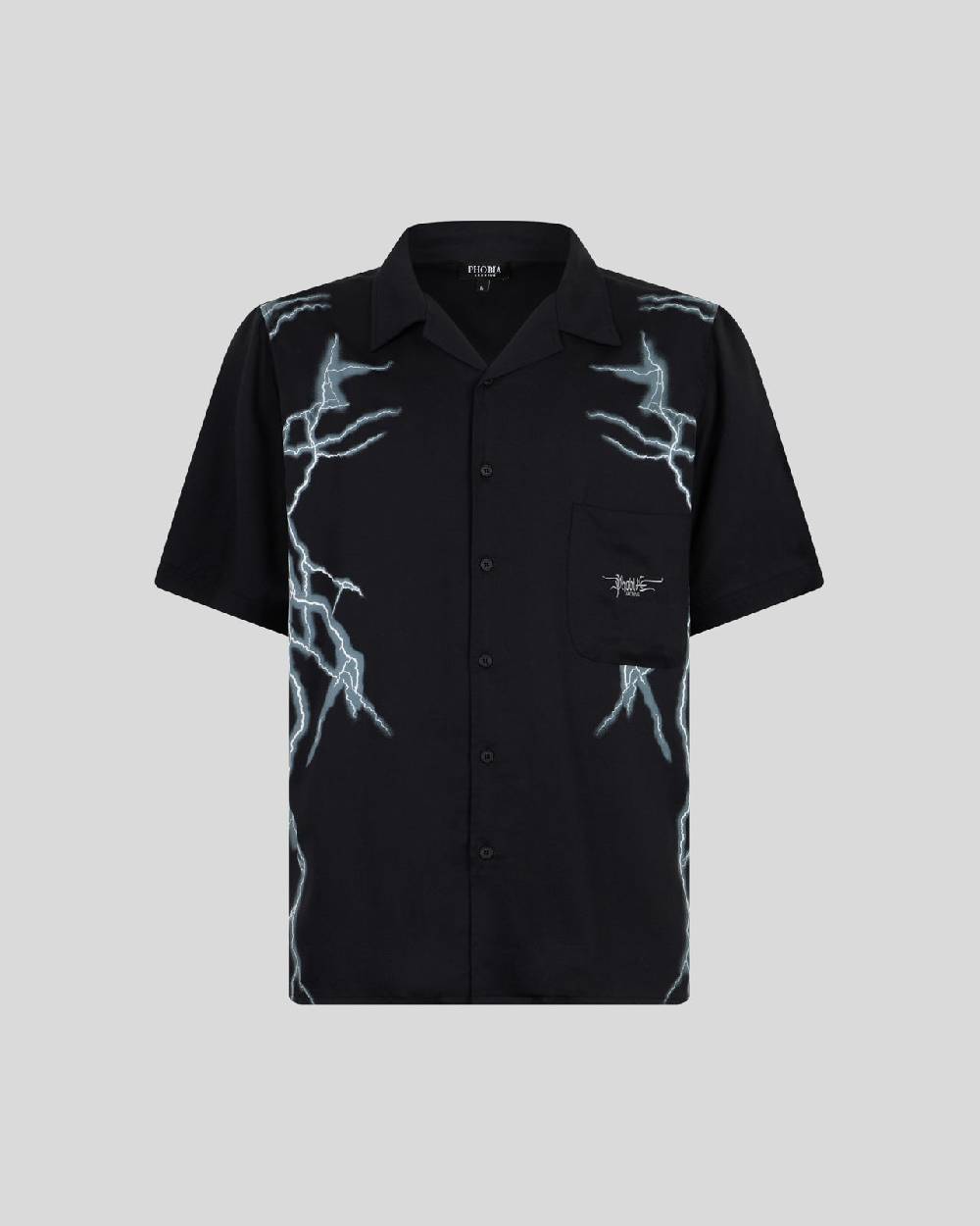 Phobia Archive CAMICIA NERA CON FULMINI LATERALI BIANCHI Consegna Veloce