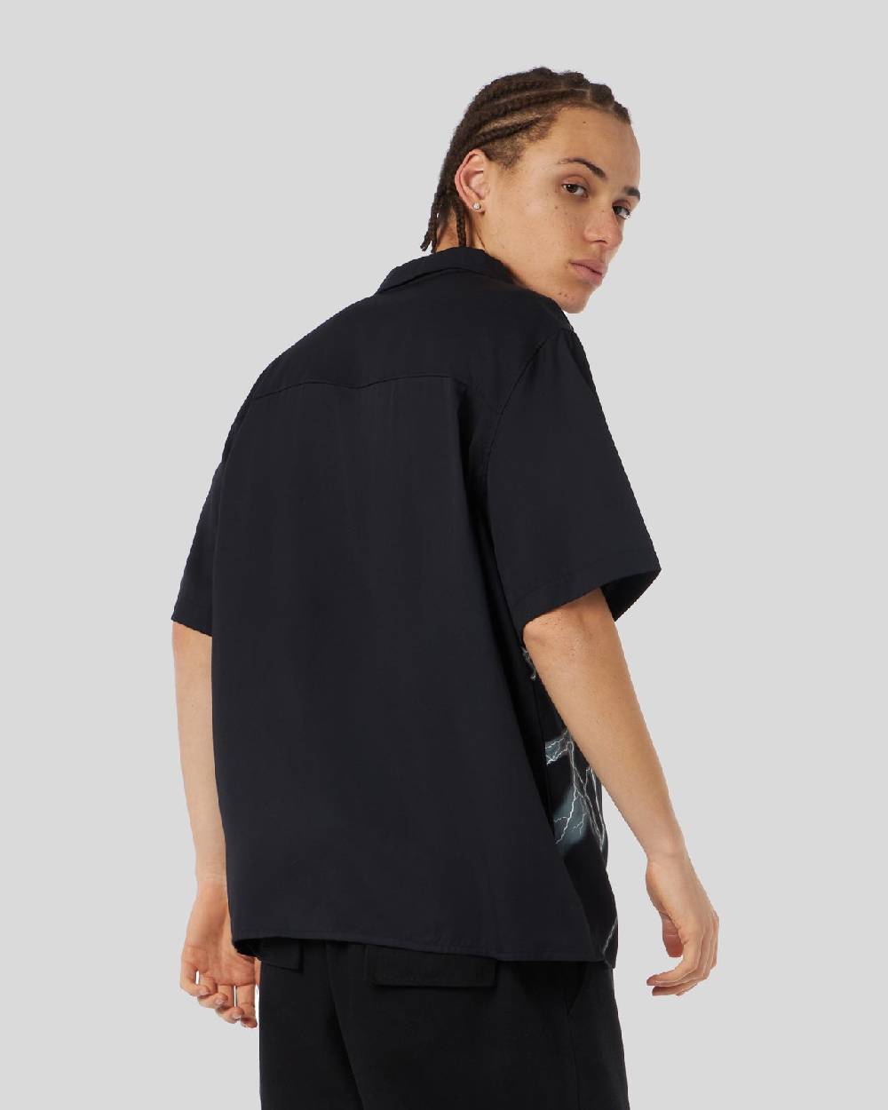 Phobia Archive CAMICIA NERA CON FULMINI LATERALI BIANCHI Consegna Veloce