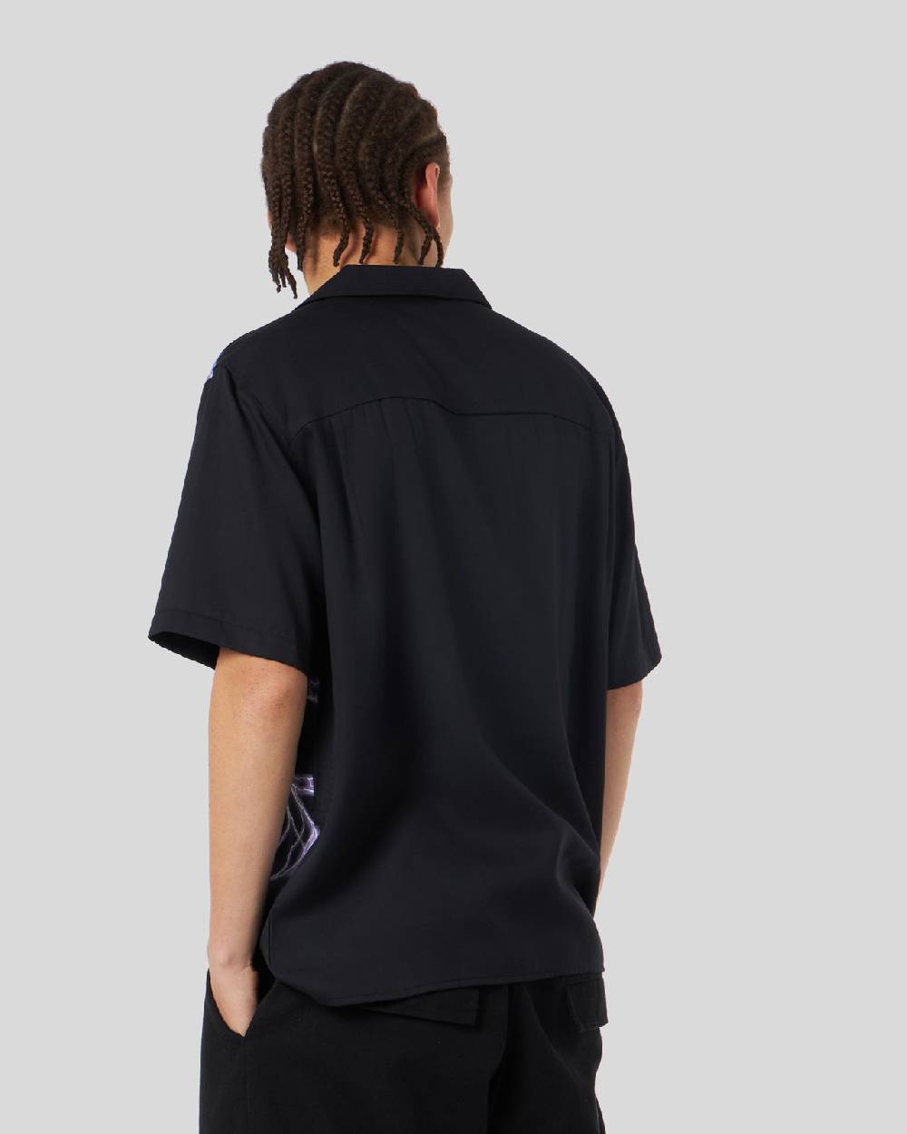 Phobia Archive CAMICIA NERA CON FULMINI LATERALI VIOLA Promozione Limitata
