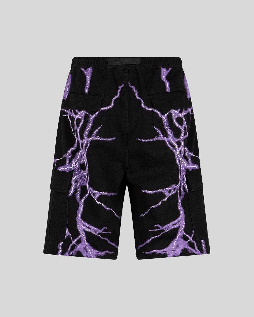 Phobia Archive PANTALONCINO CARGO NERO CON FULMINI LATERALI VIOLA Offerta temporanea