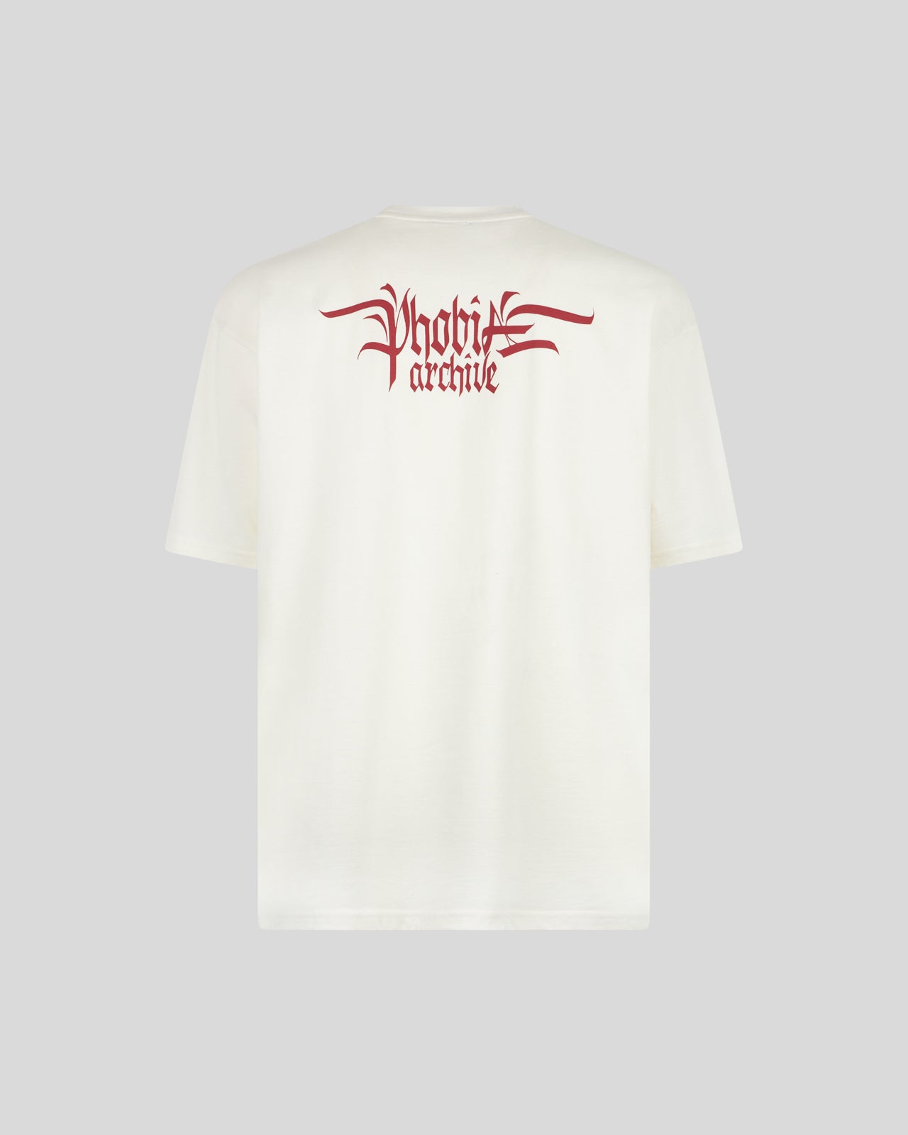 Phobia Archive T-SHIRT BIANCA CON GRAFICA TRIPLE SKULL ROSSA Latest stili