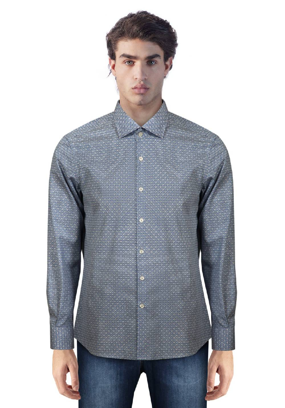 Primo Emporio Camicia in Cotone Micro-Fantasia Consegna Veloce