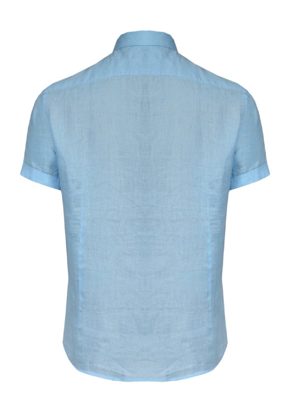 Primo Emporio Camicia Lino Mezza Manica - Turchese Saldi Di Fabbrica