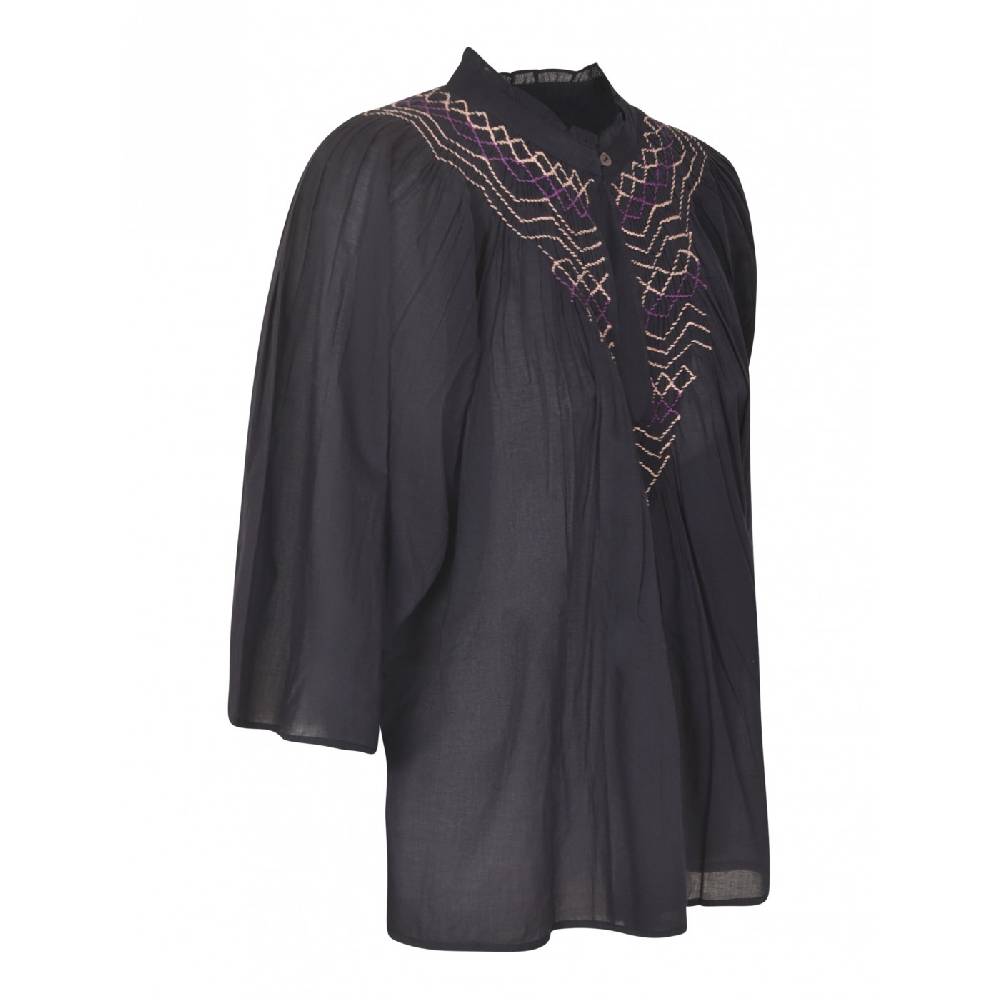 ANTIK BATIK Blusa in voile di cotone ricamata a mano Ayo Vendita