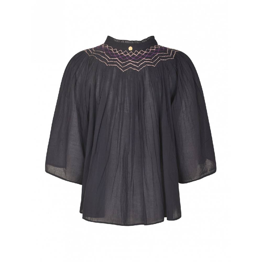 ANTIK BATIK Blusa in voile di cotone ricamata a mano Ayo Vendita