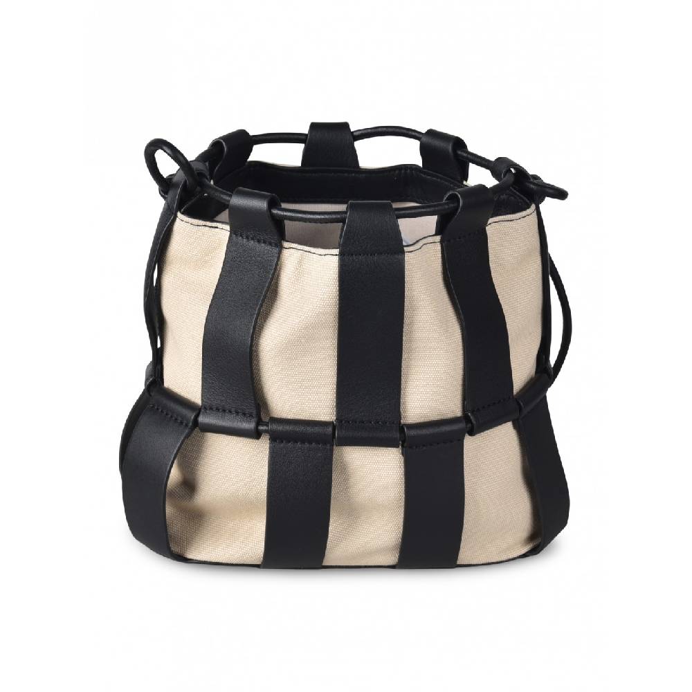 HEREU Lilinera caged leather and canvas shoulder bag Italy