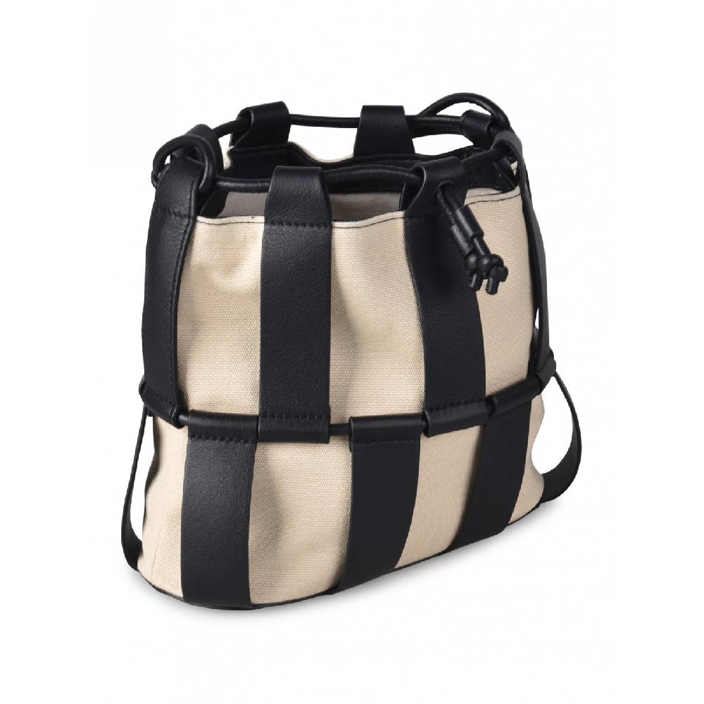 HEREU Lilinera caged leather and canvas shoulder bag Italy