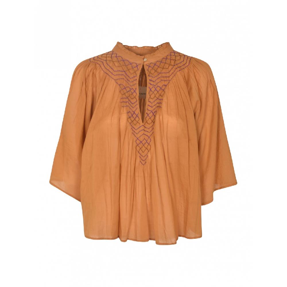 ANTIK BATIK Blusa ampia collo aperto in cotone ricamato Shopping Online