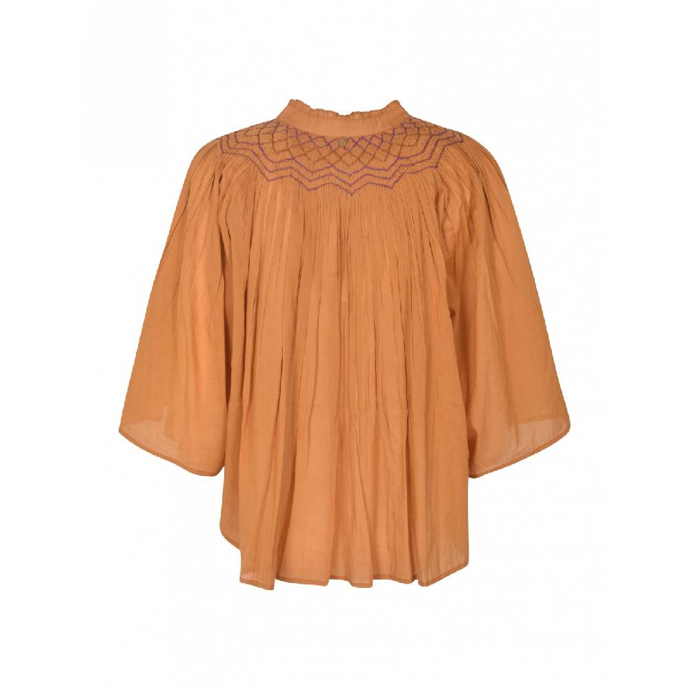 ANTIK BATIK Blusa ampia collo aperto in cotone ricamato Shopping Online