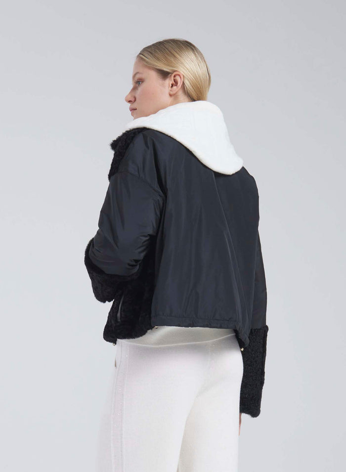 Lorena Antoniazzi GIACCA IN NYLON E MONTONE Moda
