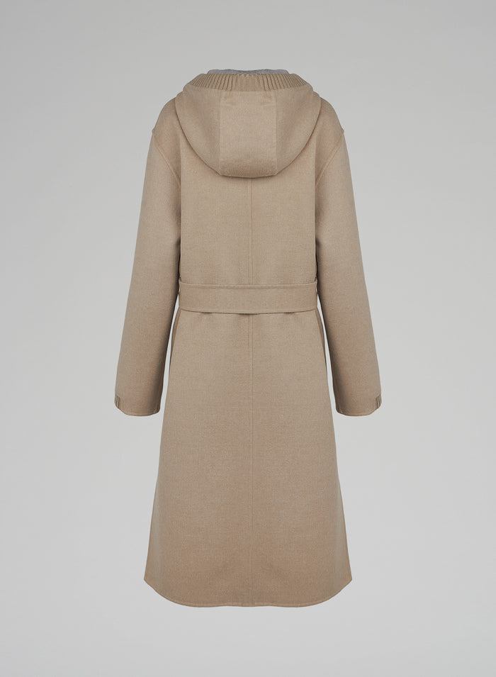 Lorena Antoniazzi CAPPOTTO IN LANA E ANGORA CON CAPPUCCIO Spedizione Gratuita