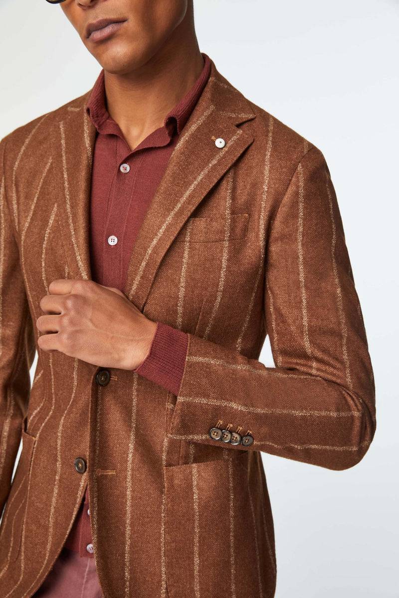 Lubiam Giacca JACK slim tinto capo gessata marrone Giacca JACK slim tinto capo gessata marrone Fino al 65% di sconto