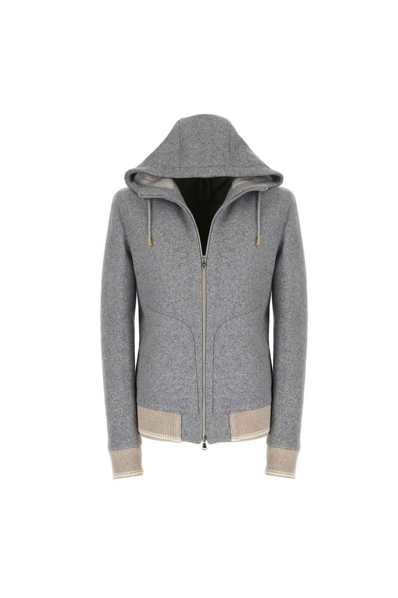 Lubiam Felpa con zip grigia con dettagli in contrasto Felpa con zip grigia con dettagli in contrasto Negozio