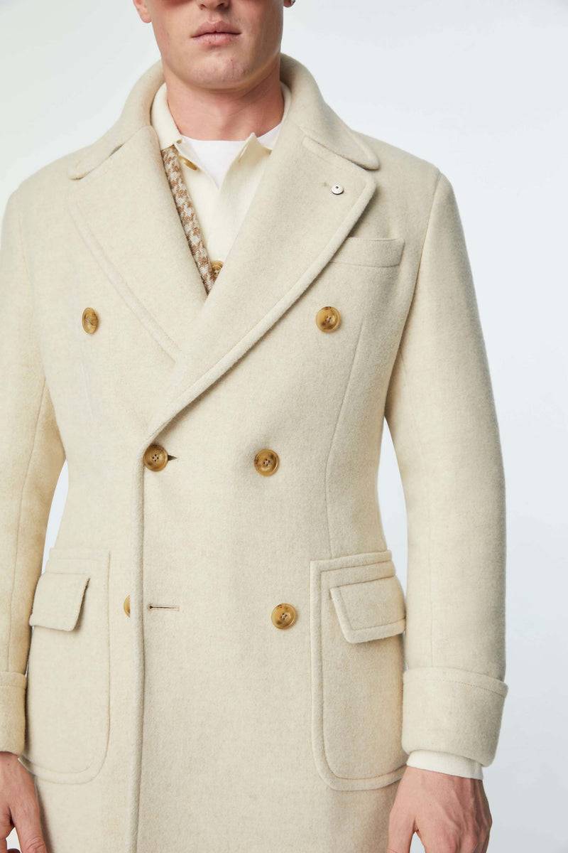 Lubiam Cappotto doppiopetto non trattato bianco Cappotto doppiopetto non trattato bianco Vendita calda