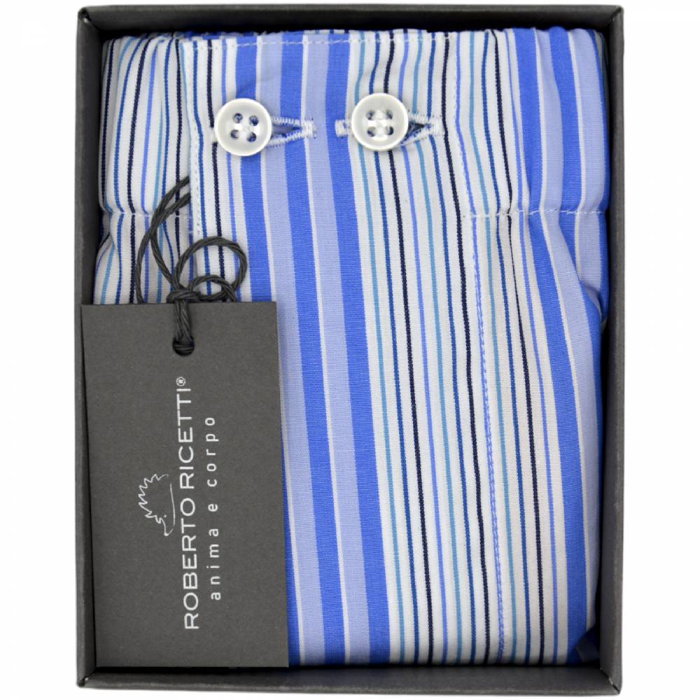 Roberto Ricetti BOXER UOMO CLASSIC - MULTIRIGA AZZURRA BIANCA BLU Economico